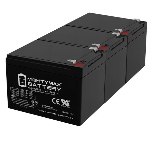 12V 12Ah F2 Zida 350WET24V 350 WET 24V Electric Scooter Battery 3 Pack, Mighty Max Battery, Mfr#: ML12-12F2MP33891407